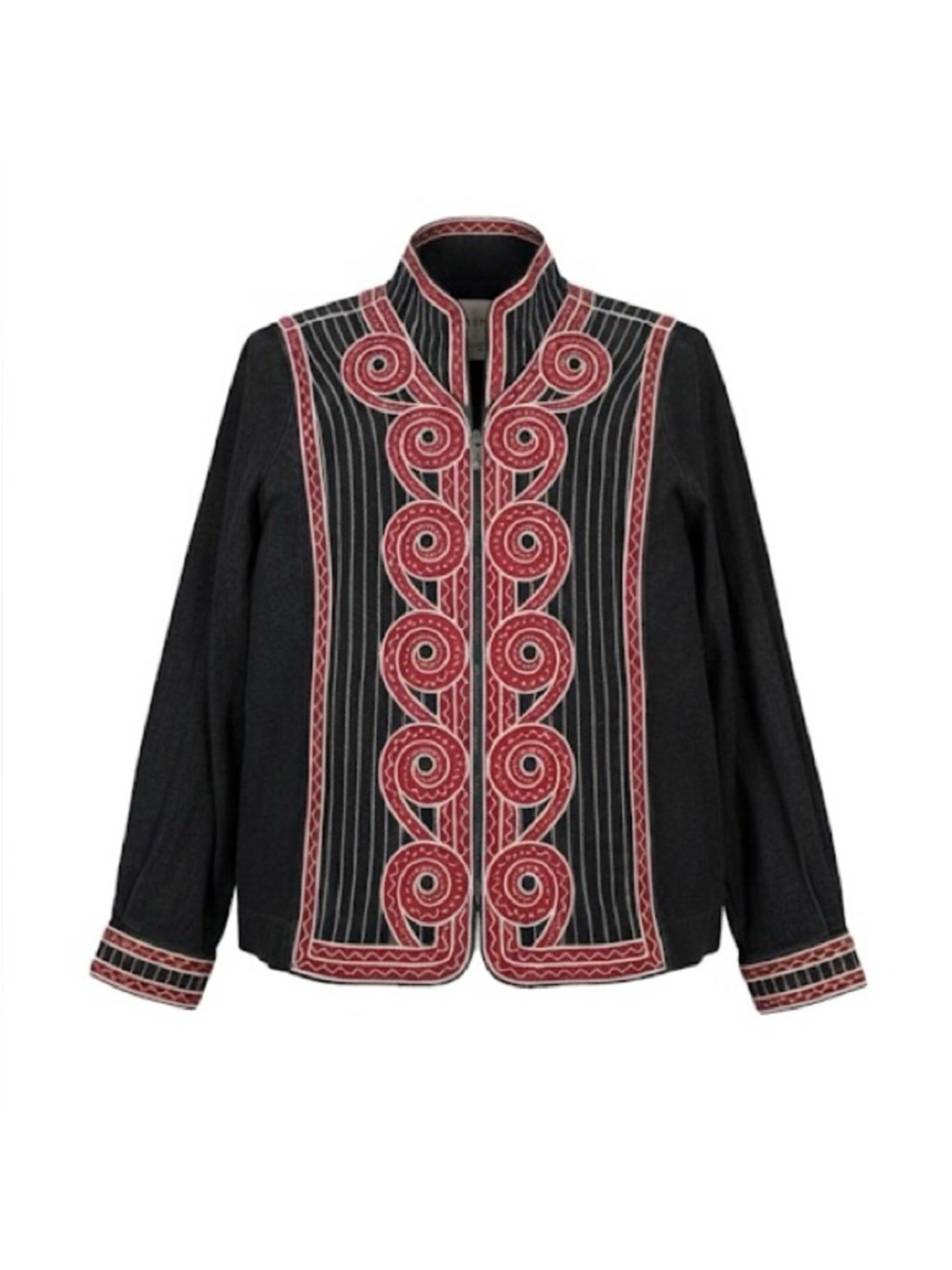 Bob Mackie Wearable Art Embroidered Zip Up Blazer Jacket Size Small